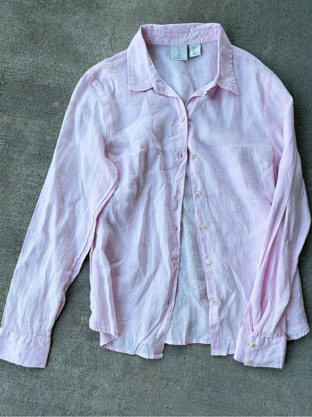 Joie 100% linen long sleeve button down shirt top baby pink NWOT TJ Maxx